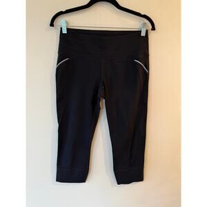 Athleta Relay Capri Legging Womens Small Black Nylon Stretch Gym Workout